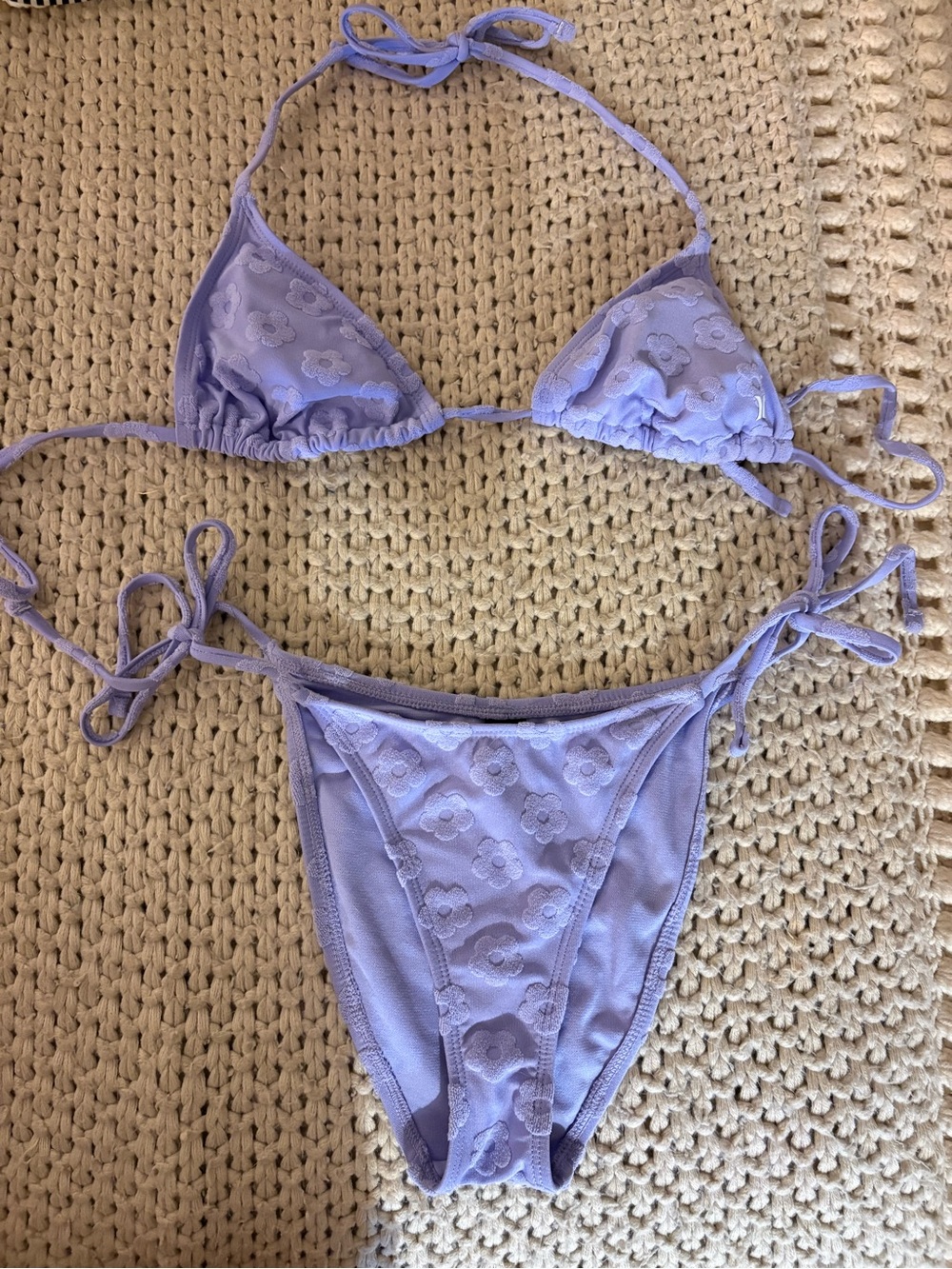Hurley Lavender Floral Triangle String Bikini